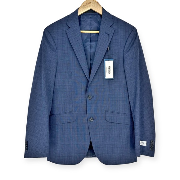 Reaction Kenneth Cole Other - Reaction Kenneth Cole Blue Glen‎ Plaid NWT 36R Sports Coat Suit Jacket